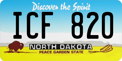 ND license plate ICF820