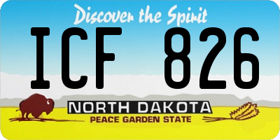 ND license plate ICF826