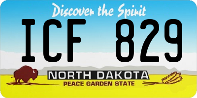 ND license plate ICF829