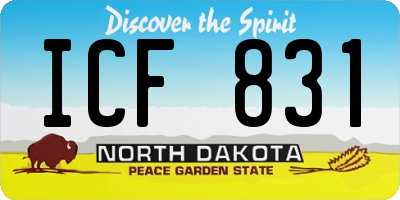 ND license plate ICF831