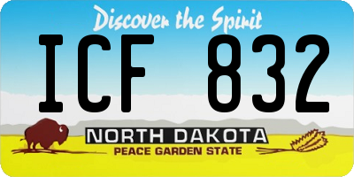 ND license plate ICF832