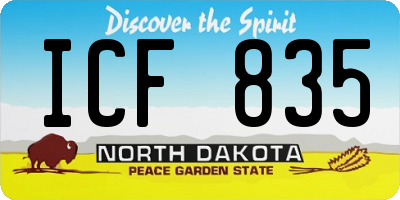 ND license plate ICF835