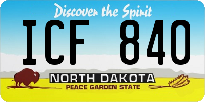 ND license plate ICF840