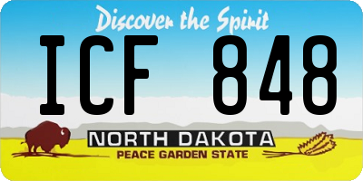 ND license plate ICF848