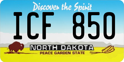 ND license plate ICF850