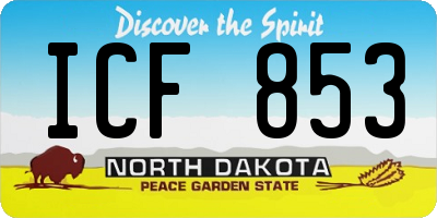 ND license plate ICF853