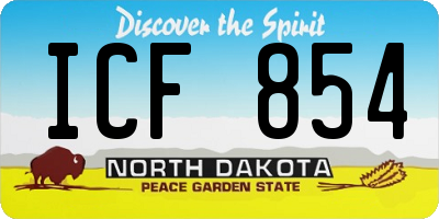 ND license plate ICF854