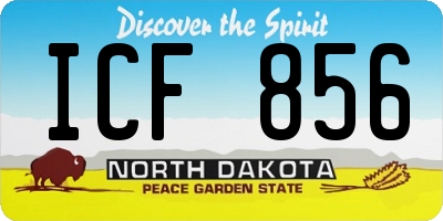 ND license plate ICF856