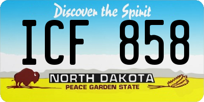 ND license plate ICF858