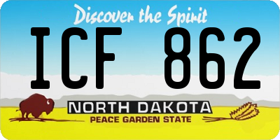 ND license plate ICF862