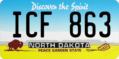 ND license plate ICF863