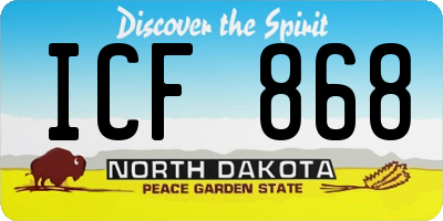 ND license plate ICF868