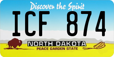 ND license plate ICF874