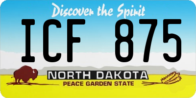 ND license plate ICF875