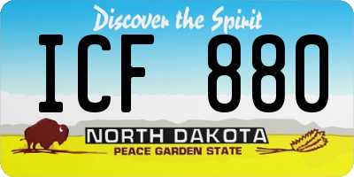 ND license plate ICF880