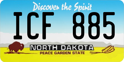 ND license plate ICF885