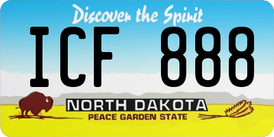 ND license plate ICF888
