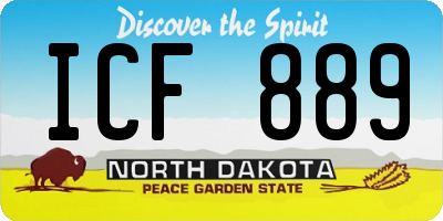 ND license plate ICF889