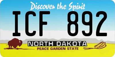 ND license plate ICF892