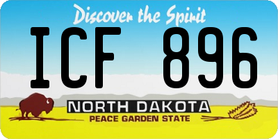 ND license plate ICF896