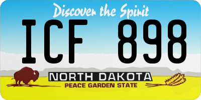 ND license plate ICF898