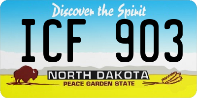 ND license plate ICF903