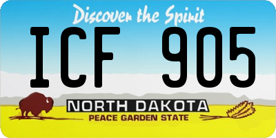 ND license plate ICF905