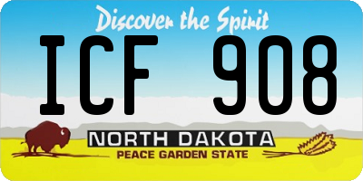 ND license plate ICF908