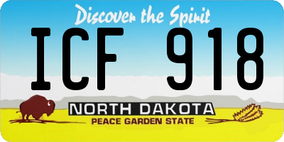 ND license plate ICF918