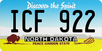 ND license plate ICF922