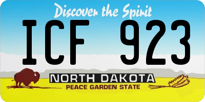 ND license plate ICF923