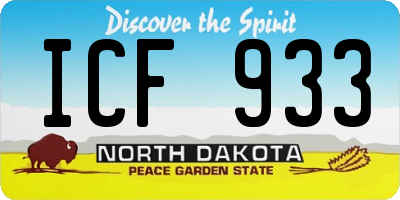 ND license plate ICF933