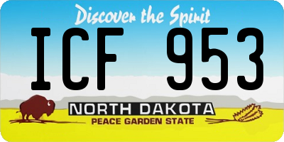 ND license plate ICF953