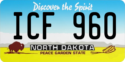 ND license plate ICF960