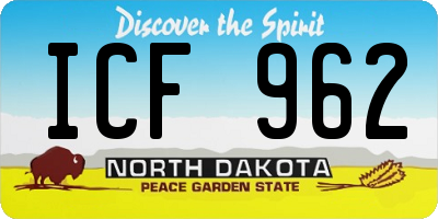ND license plate ICF962