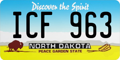 ND license plate ICF963