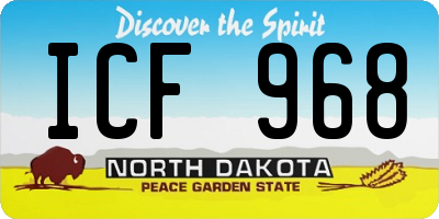 ND license plate ICF968