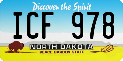 ND license plate ICF978