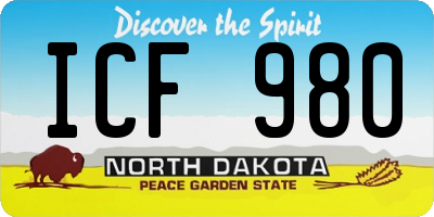 ND license plate ICF980