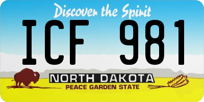 ND license plate ICF981