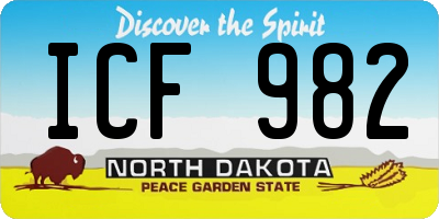 ND license plate ICF982