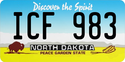 ND license plate ICF983