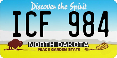 ND license plate ICF984