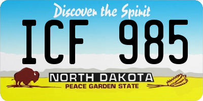 ND license plate ICF985