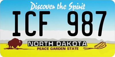 ND license plate ICF987