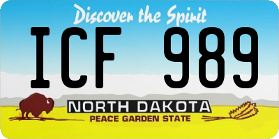 ND license plate ICF989