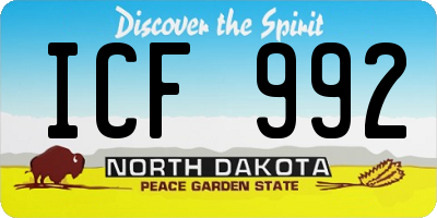 ND license plate ICF992