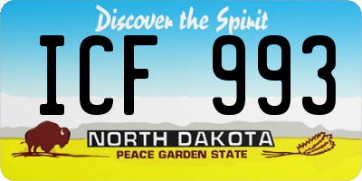 ND license plate ICF993