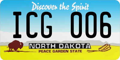 ND license plate ICG006