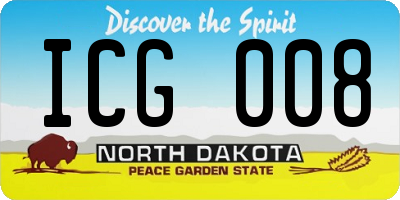ND license plate ICG008